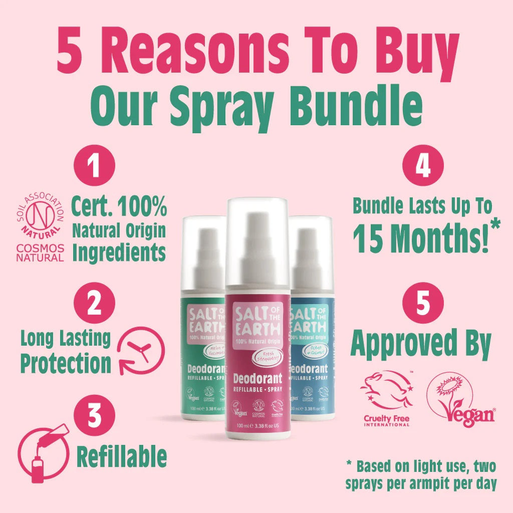 Salt Of The Earth Melon Cucumber Sweet Strawberry Ocean Coconut Trio Spray 100ml