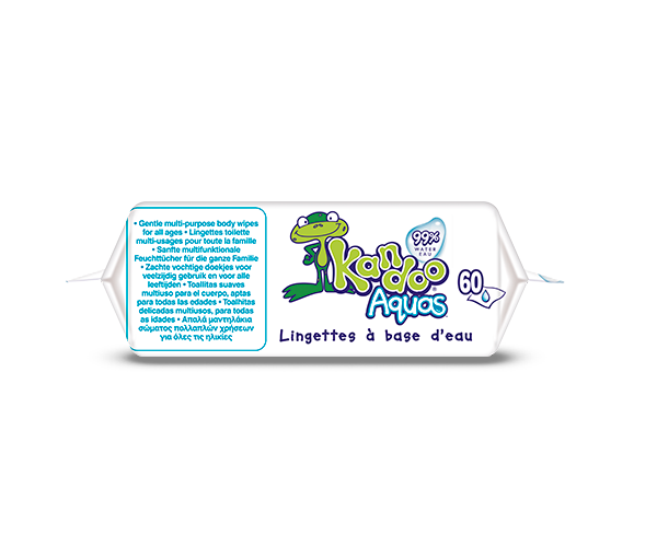 Kandoo Aquas 99% Water Based Flushable Moist Toilet Tissue - 60 Water Wipes