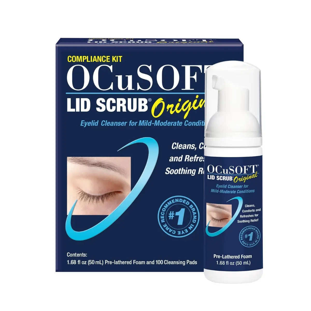 OCuSOFT Lid Scrub Original Compliance Kit 1.68fl Foam Scrub 100 Cleansing Pads
