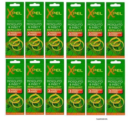 Adult Xpel Tropical Formula Mosquito & Insect Repellent Bands (DEET FREE) X 12