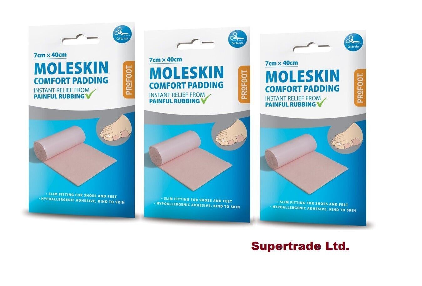 Profoot Moleskin Roll Comfort Padding Sheet Instantly Relieves - 7cm X 40cm X 3