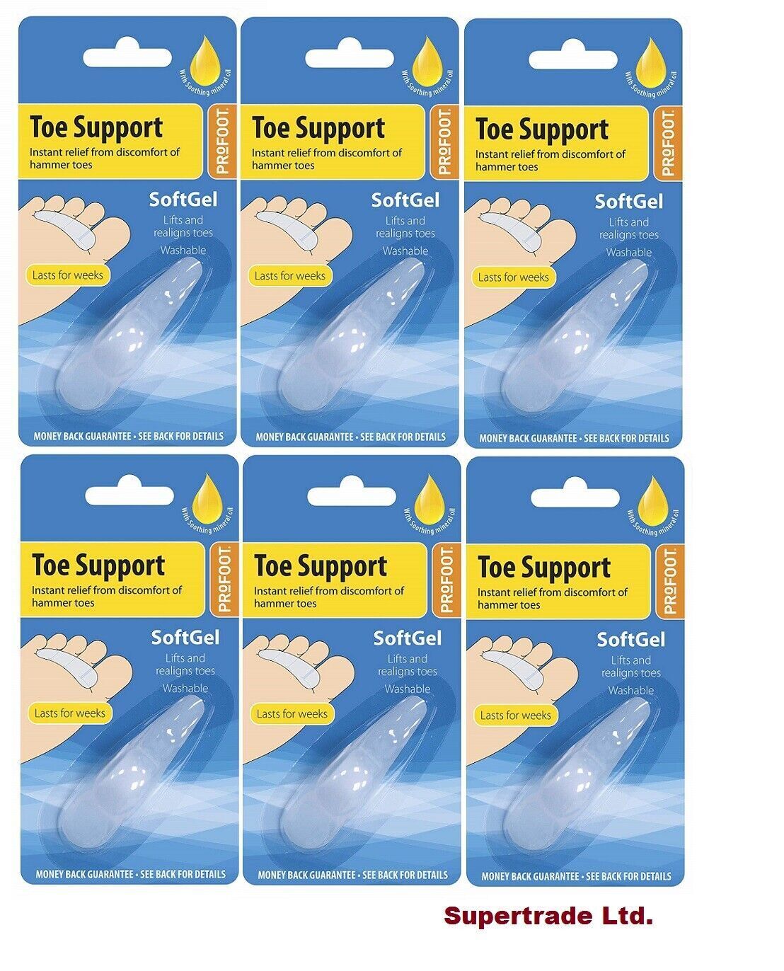 Profoot Soft Gel Toe Support Hammer Toes Clawed Relief & Reduce Corn Pain X 6