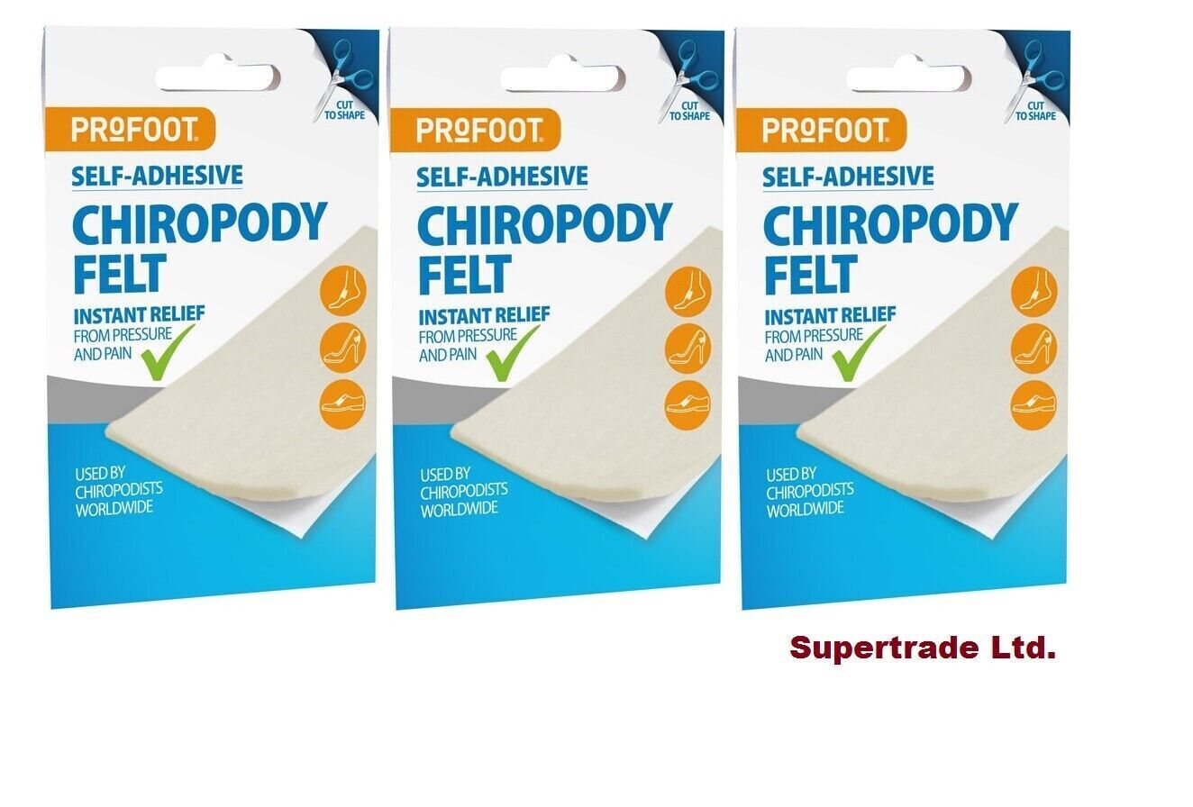 Profoot Chiropody Felt,Instant Pressure & Pain Relief Self Adhesive - 3 Packs