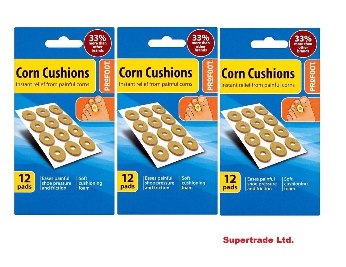 ProFoot Corn Cushions 12 Pads Instant Relief From Painful Corns & Sore  X 3