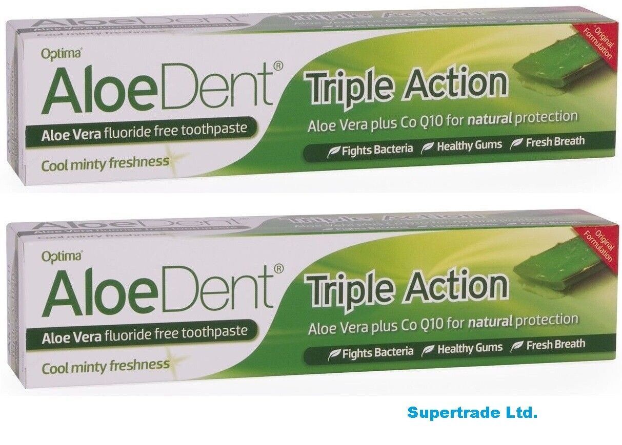 Aloe dent Aloe Vera Fluoride Free Original Triple Action Toothpaste - 100ml X 2