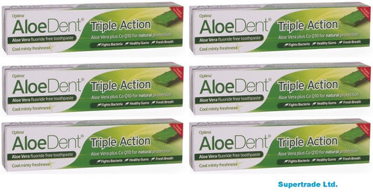 Aloe dent Aloe Vera Fluoride Free Original Triple Action Toothpaste - 100ml X 6