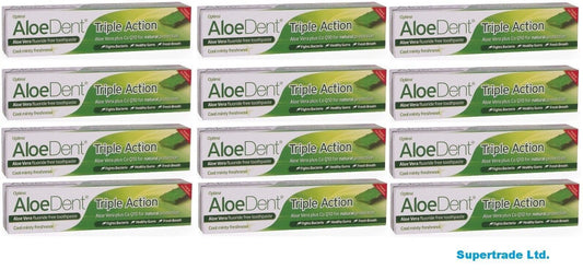 Aloe dent Aloe Vera Fluoride Free Original Triple Action Toothpaste - 100ml X 12