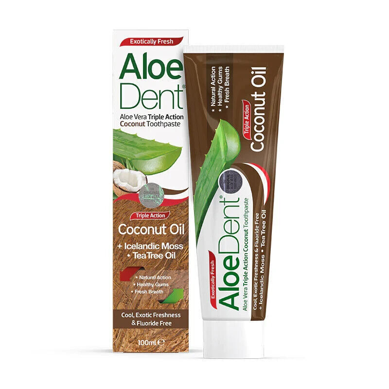 Aloe Dent Aloedent Aloevera Triple Action Coconut Fluoride Free Toothpaste 100ml