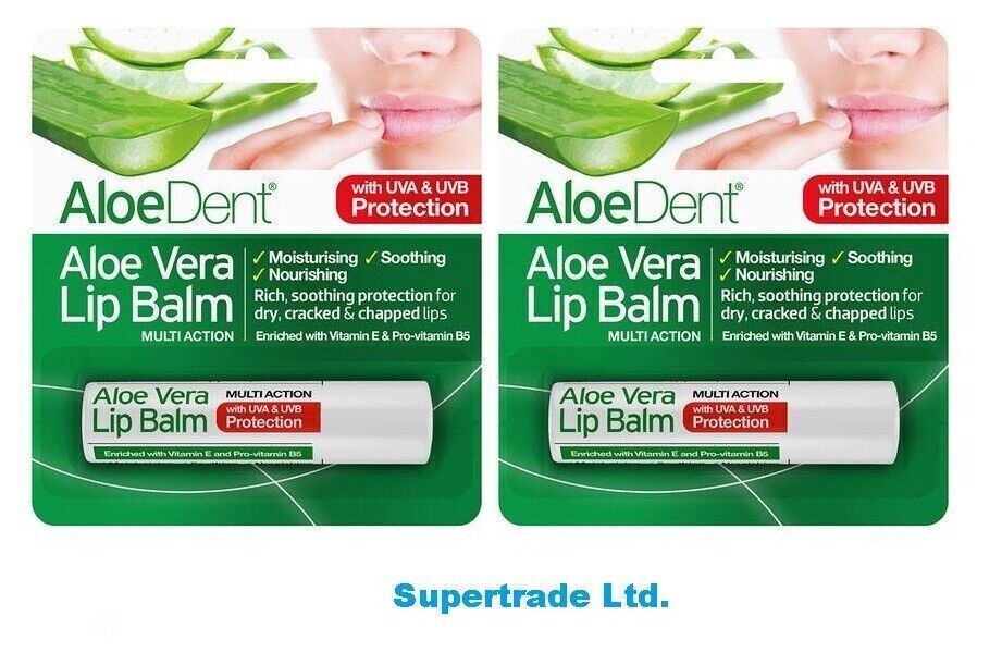 Optima AloeDent Aloe Vera Lip Balm Multi-Action With Tea Tree & Lysine 4g X 2