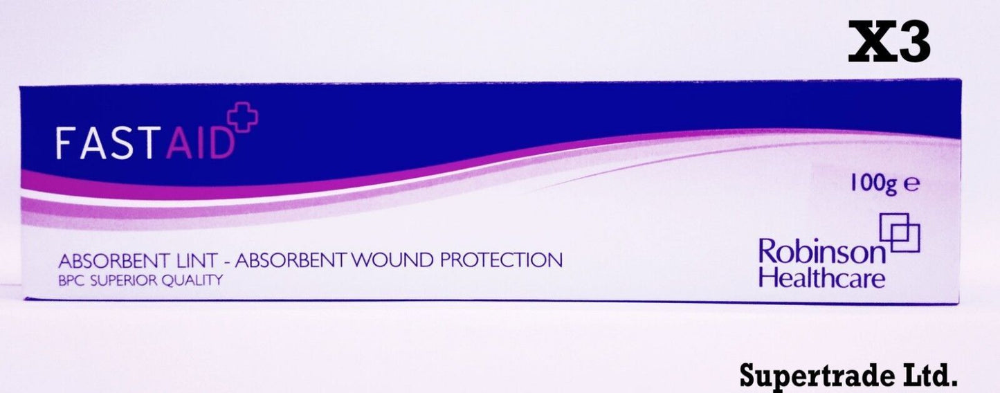 Robinson Healthcare 7162 Fast Aid Absorbent Lint Wound Protection - 100g X 3
