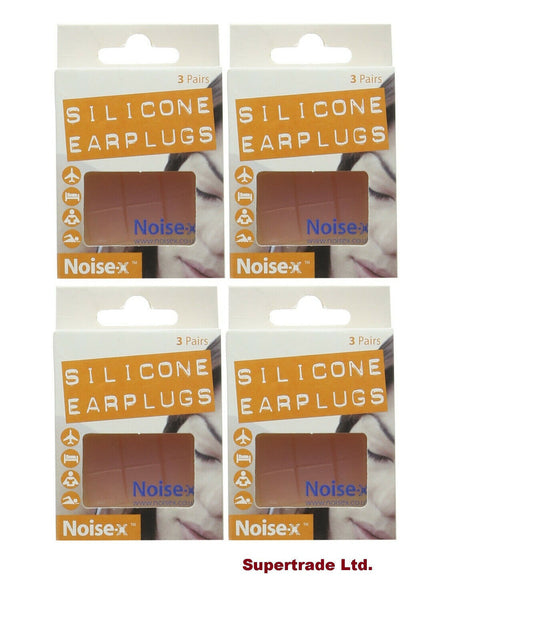 Noise-X Silicone Ear Plugs Multipurpose Noise Reduction Ear Plugs 3 Pairs X 4