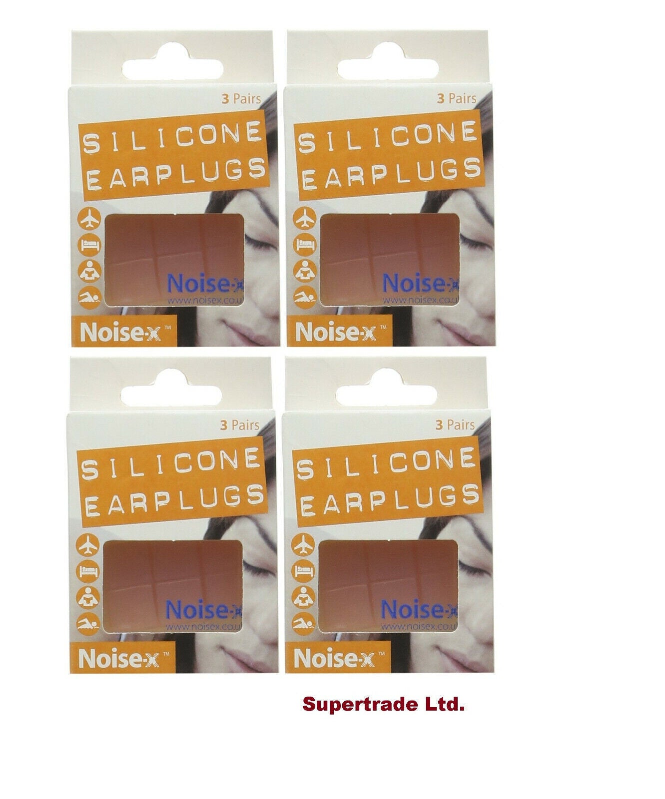 Noise-X Silicone Ear Plugs Multipurpose Noise Reduction Ear Plugs 3 Pairs X 4