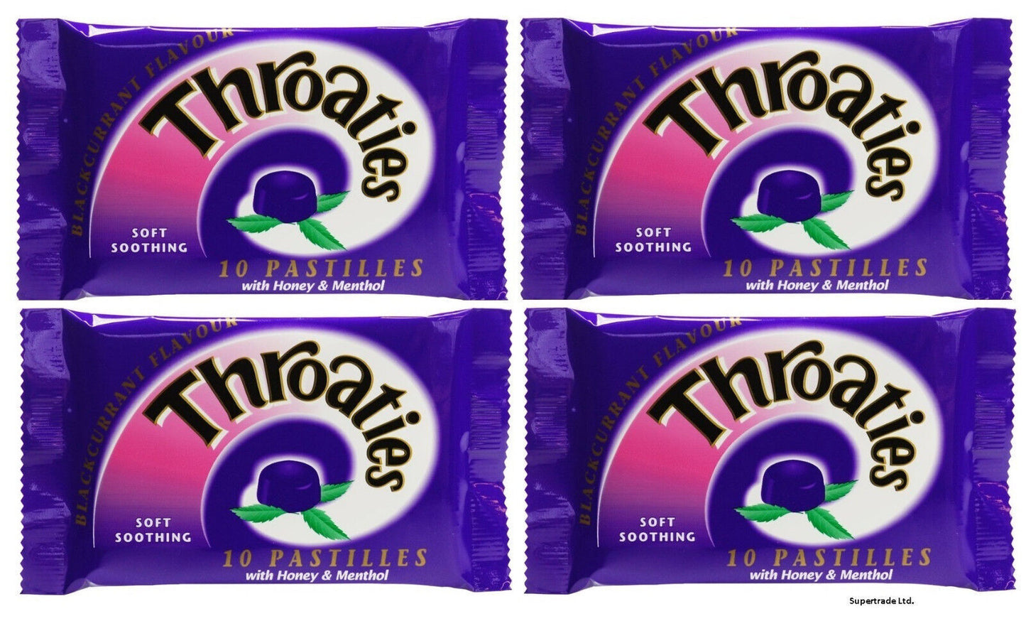Throaties Blackcurrant Pastilles With Honey & Menthol For Throaty Soothe X 4