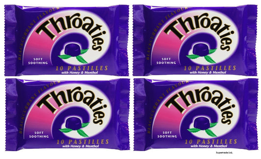 Throaties Blackcurrant Pastilles With Honey & Menthol For Throaty Soothe X 4