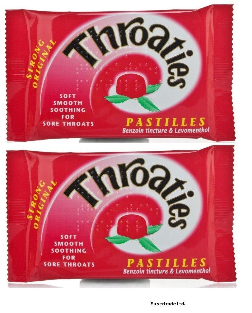 Throaties Strong Original Pastilles With Honey & Menthol To Ease Sore Throat X 2