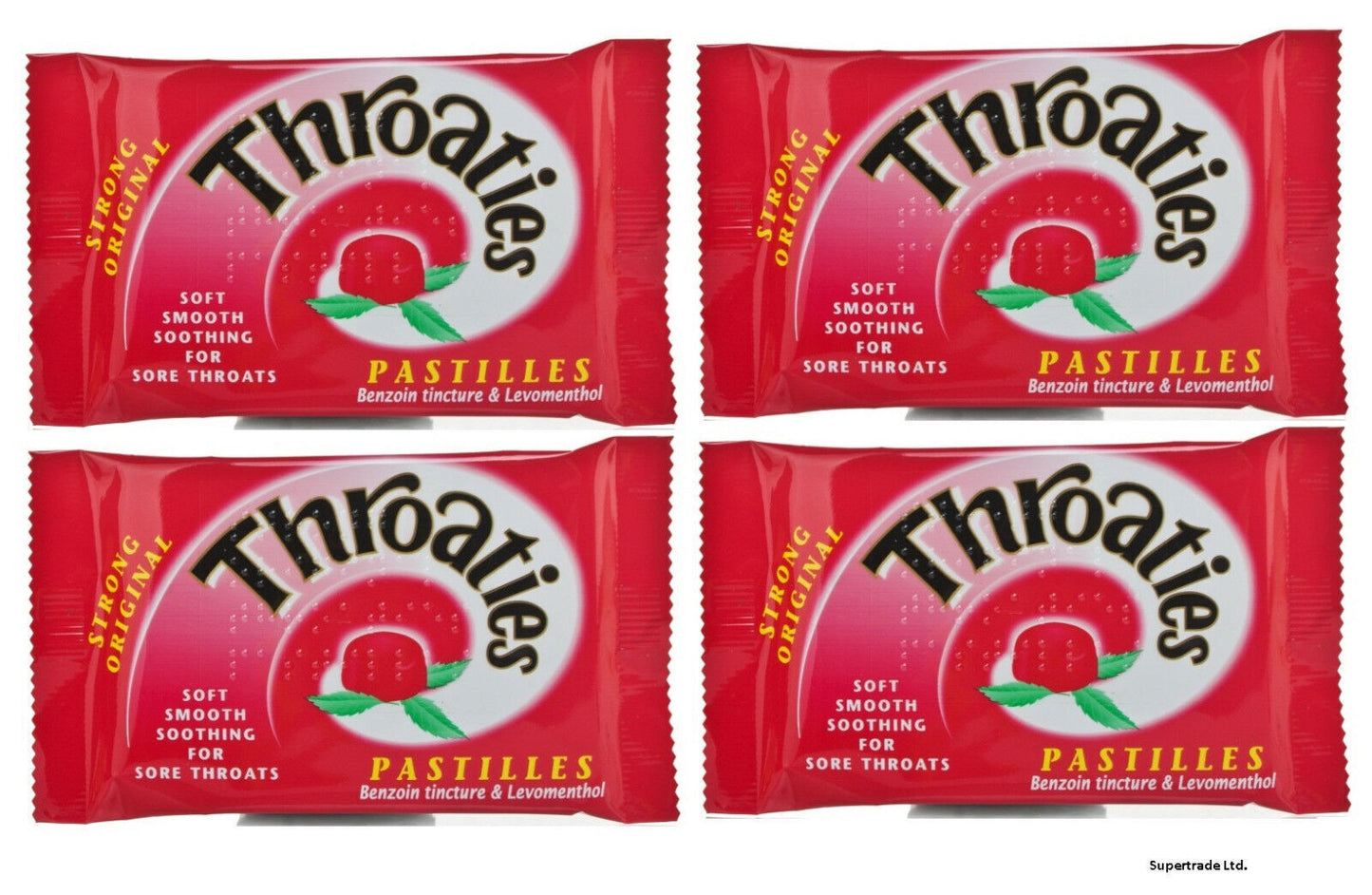 Throaties Strong Original Pastilles With Honey & Menthol To Ease Sore Throat X 4