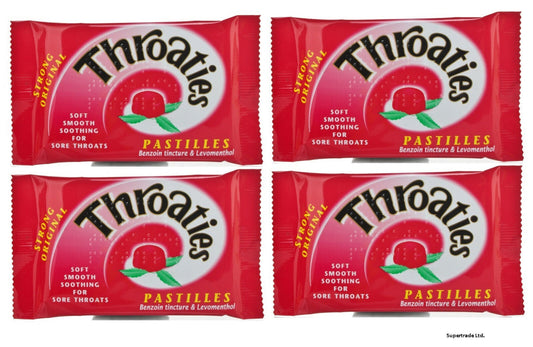 Throaties Strong Original Pastilles With Honey & Menthol To Ease Sore Throat X 4
