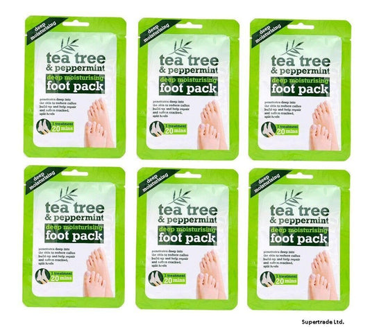 Tea Tree Peppermint Deep Moisturising Foot Pack soften Cracked & Split Heel X 6