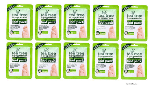 Tea Tree Peppermint Deep Moisturising Foot Pack soften Cracked & Split Heel X 10