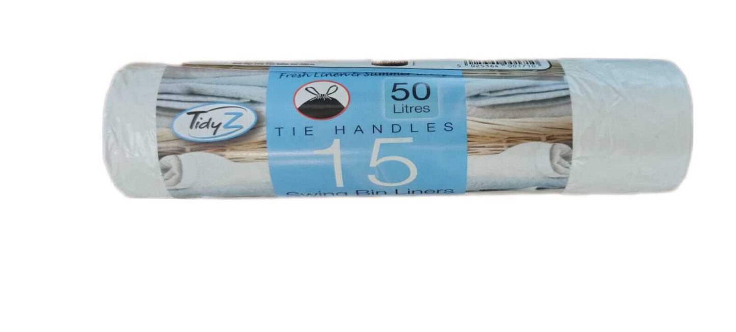 Tidyz 15 Swing Bin Liners Fragranced Fresh Linen & Summer Breeze - 50L