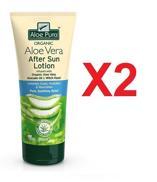 Aloe Pura Organic Aloe Vera After Sun Lotion Instant Cooling - 200ml  X 2