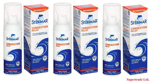 Sterimar Congestion Relief 100% Natural Sea Water Nasal Spray - 100ml X 3