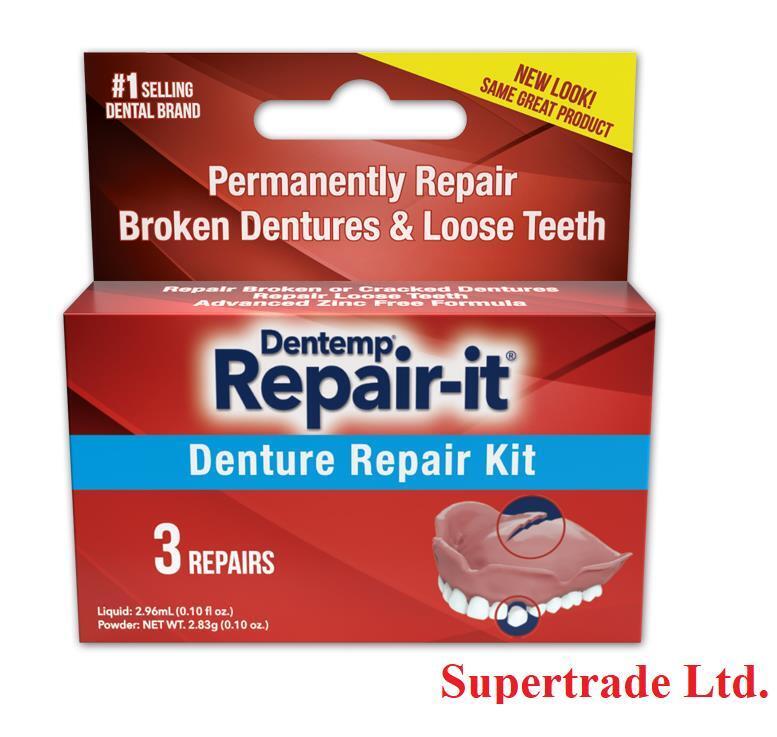 Dentemp Repair-it Emergency Dental Repair Kit Broken Loose Dentures - 3 Repairs