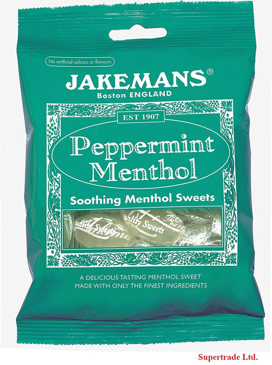 Jakemans Peppermint Soothing Menthol Sweets Bags Lozenges - 73g X 10