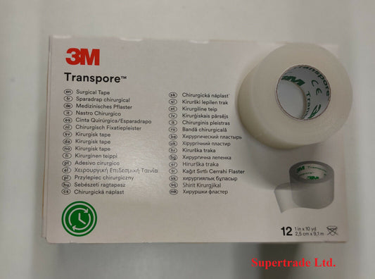 3M Transpore Medical Surgical Tape Plastic 2.5 cm X 9.1 m Waterproof Best Price