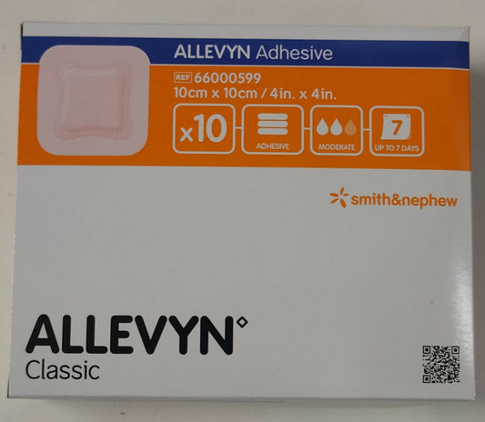 ALLEVYN Adhesive 10cm x 10cm Hydrocellular Foam 66000599 Classic - 10 Dressings