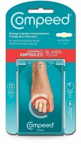 2 x Compeed Blister On Toes 8 Pc Instant Pain Relief Waterproof Plasters = 16 Pc