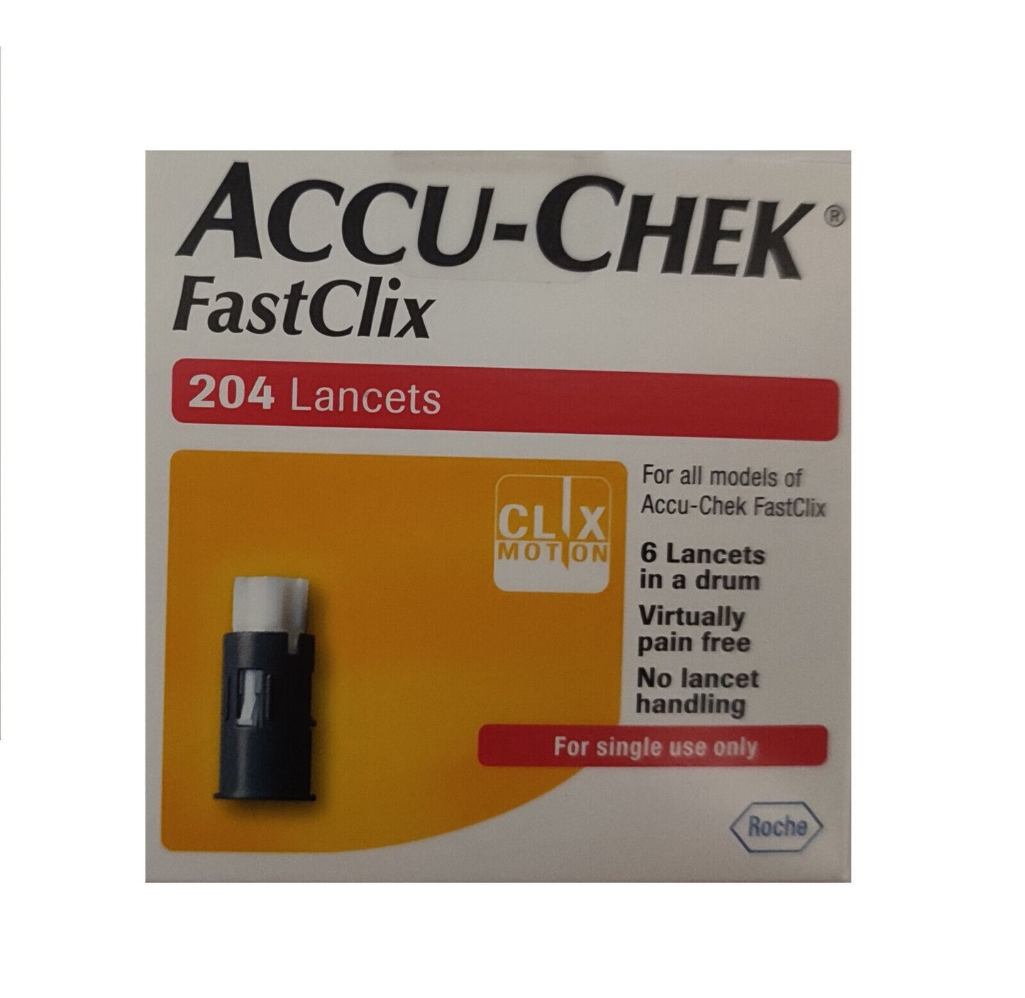 Accu-Chek FastClix 200+4 (204) Lancets Diabetes Blood Glucose Check Pain Free