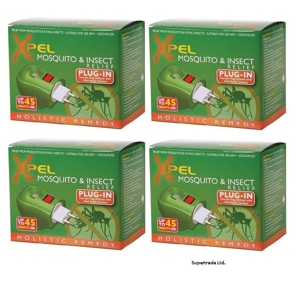 Xpel Mosquito & Insect Repellent 2pin Plug-In Diffuser Relief Solution 35ml X 4