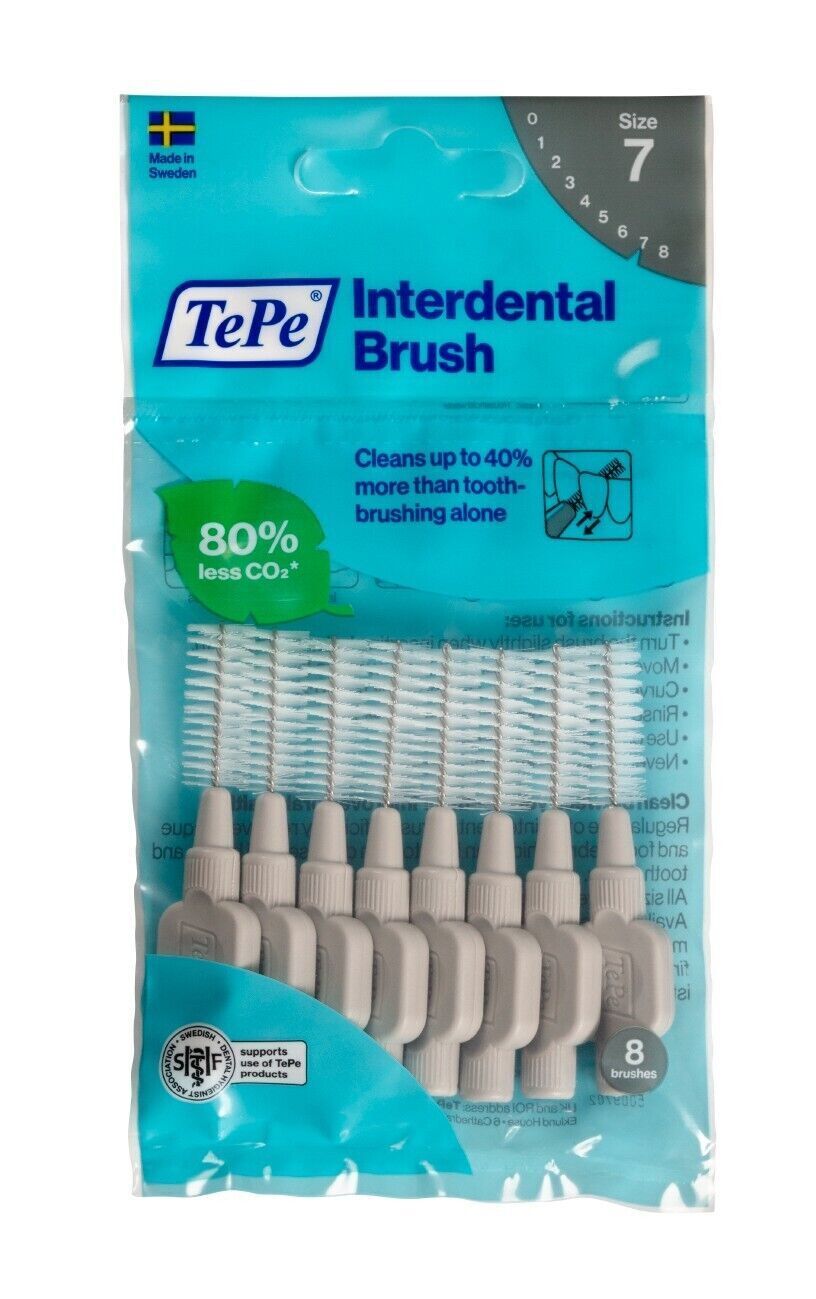 TePe Interdental Brush- Grey-1.3 mm (8 Pieces/Packet) X 3 Pack