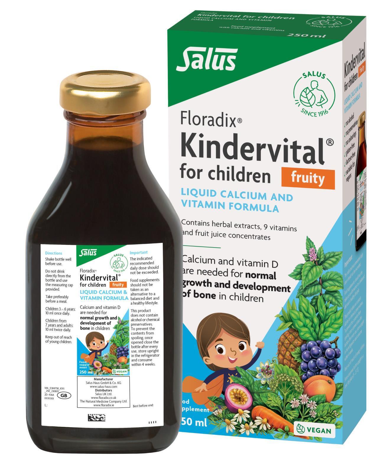 Floradix Kindervital For Children Fruity Liquid Calcium & Vitamin Formula 250ml