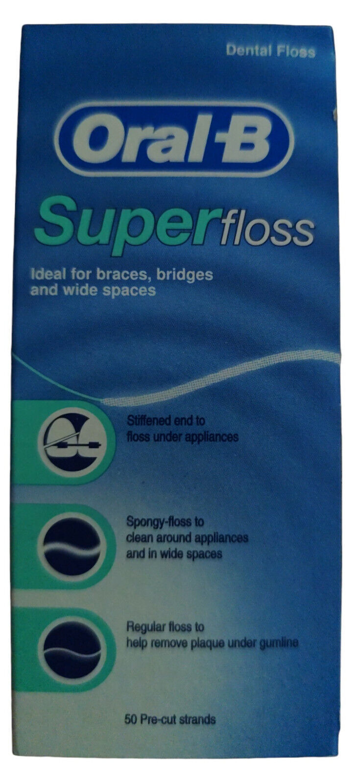 Oral-B Super Floss Superfloss Cleaning Brace Bridge Spaces 50 Pre-cut Strand X 3