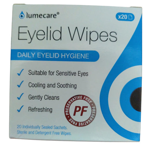 Lumecare Cleansing Daily Eyelid Wipes Hygiene Cooling & Soothing - 20 Wipes X 2