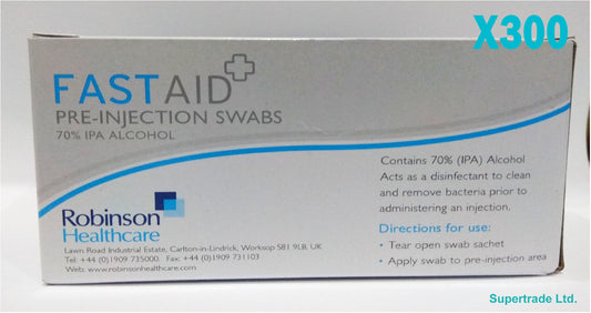 Fast Aid Pre-Injection Swabs 70% IPA Alcohol Wipes Piercing Tattoo Medical X 300