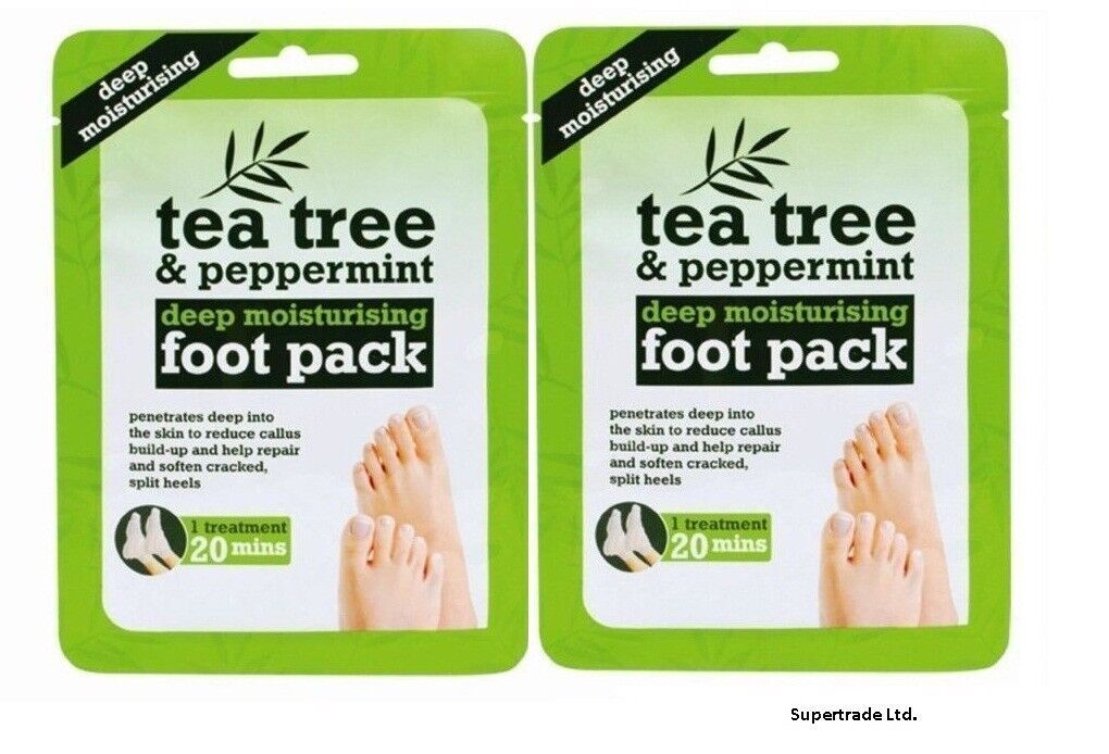 Tea Tree Peppermint Deep Moisturising Foot Pack soften Cracked & Split Heel X 2