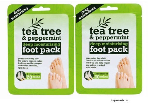 Tea Tree Peppermint Deep Moisturising Foot Pack soften Cracked & Split Heel X 2
