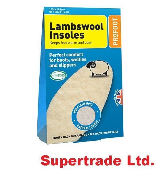 Profoot Lambs Wool Insoles  Boots, Wellies, Slippers  Keep Feet Warm -1 Pair X 2