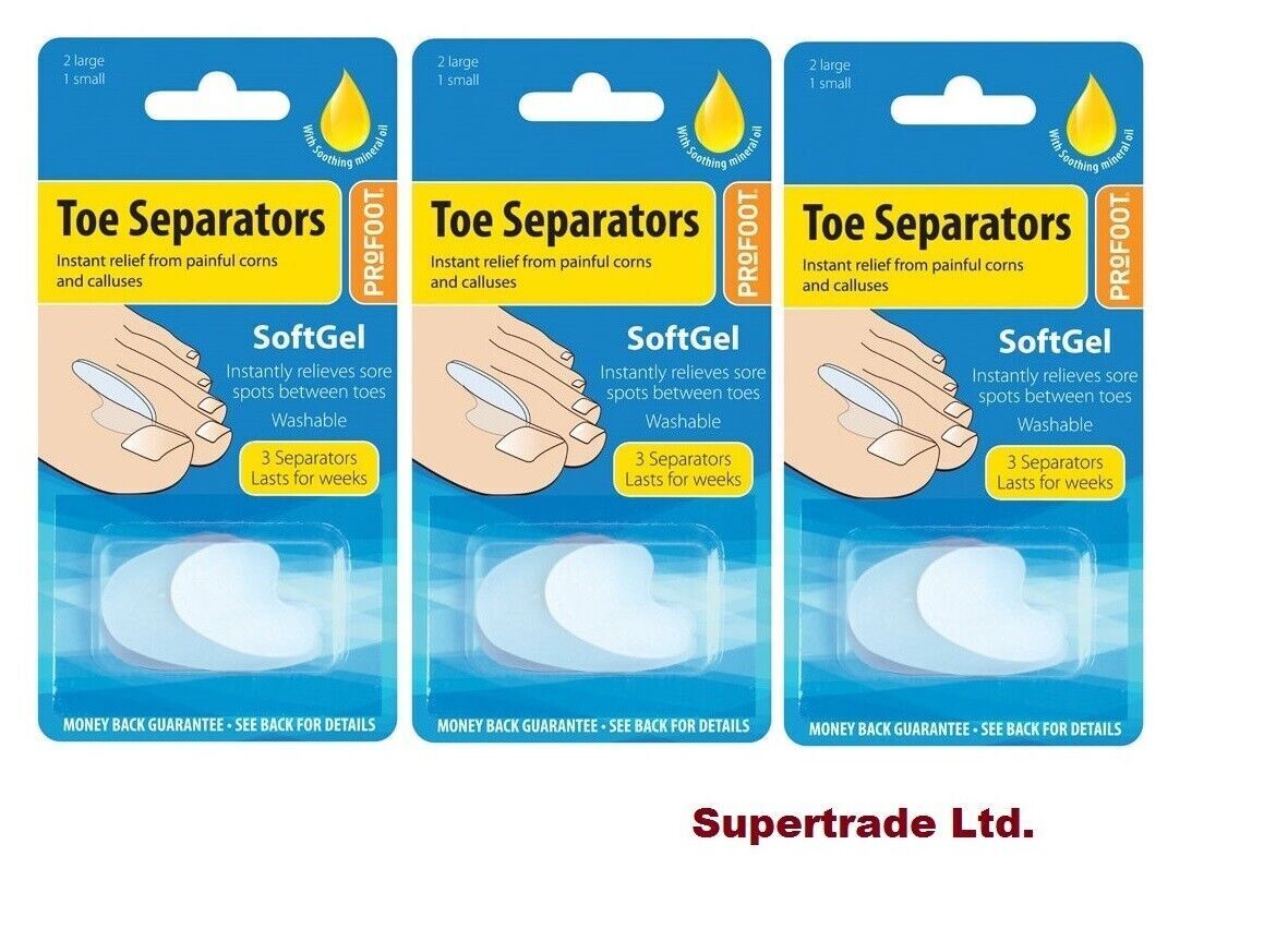 Profoot SoftGel Toe Separators Toes Corn/Calluses Relief With Mineral Oil X 3