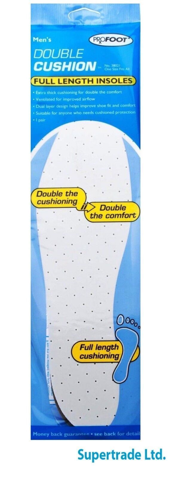 Profoot Comfort Double Extra Thick Insoles Full Length Men Cushion