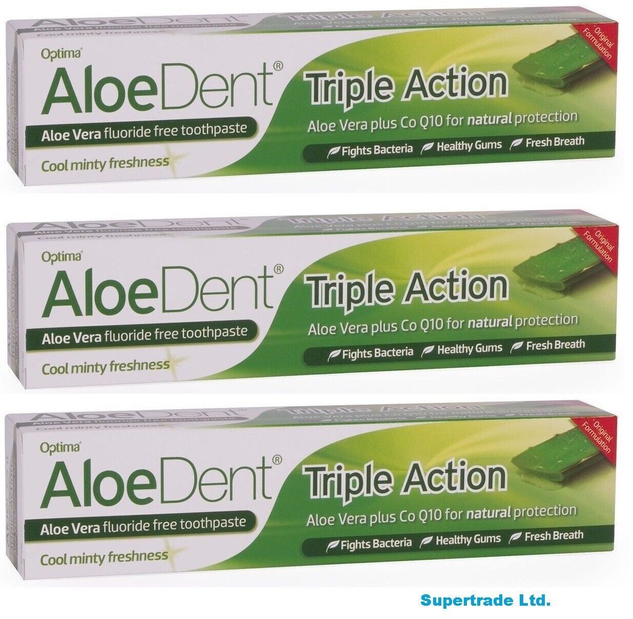 Aloe dent Aloe Vera Fluoride Free Original Triple Action Toothpaste - 100ml X 3