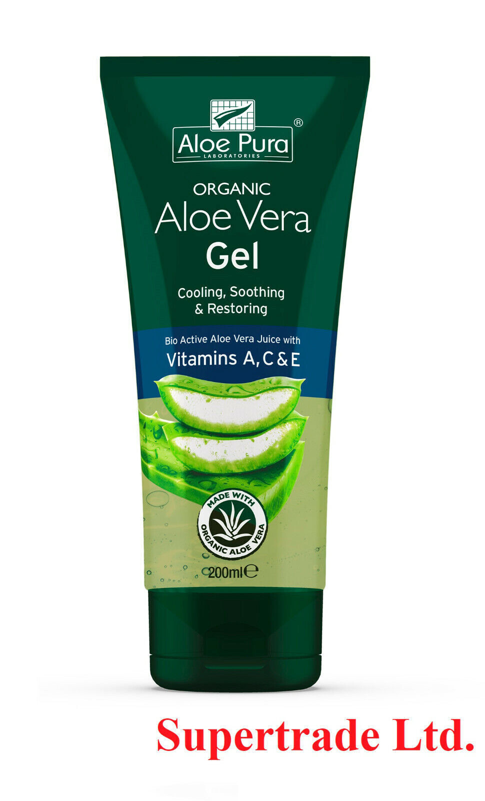 Aloe Pura Aloe Vera Organic Gel with Antioxidant Vitamins A C & E - 200ml X 3