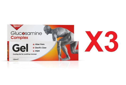 Optima Glucosamine Joint Complex Gel Muscle Aloe Vera Devils Claw & MSM 125ml X3