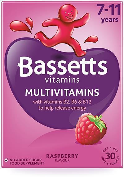 Bassetts Vitamins Multivitamins Raspberry Flavour 7-11 Years - 30 Chewis X 3
