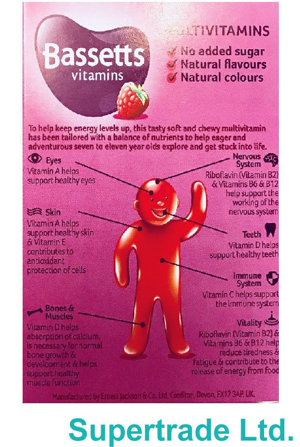 Bassetts Vitamins Multivitamins Raspberry Flavour 7-11 Years - 30 Chewis X 3