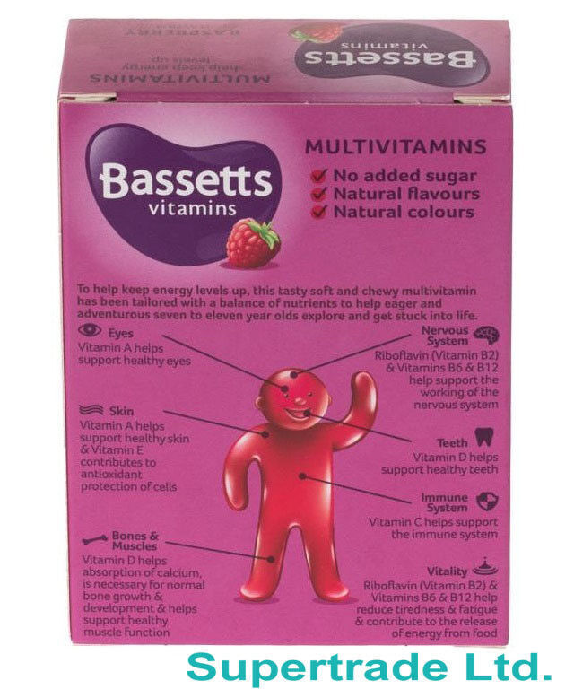 Bassetts Vitamins Multivitamins Raspberry Flavour 7-11 Years - 30 Chewis X 3