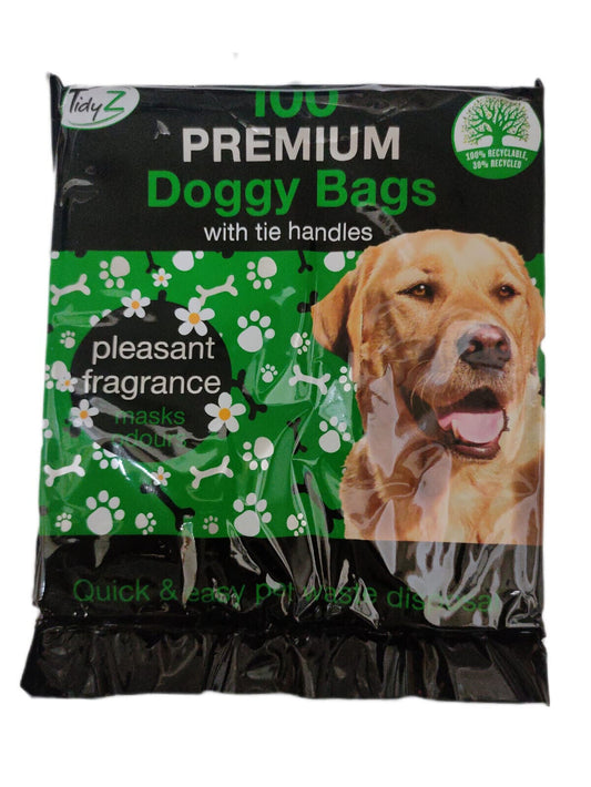Tidyz Fragranced Poop Bags Doggy Dog Poo Extra Strong Tie Handles - 100 Bags